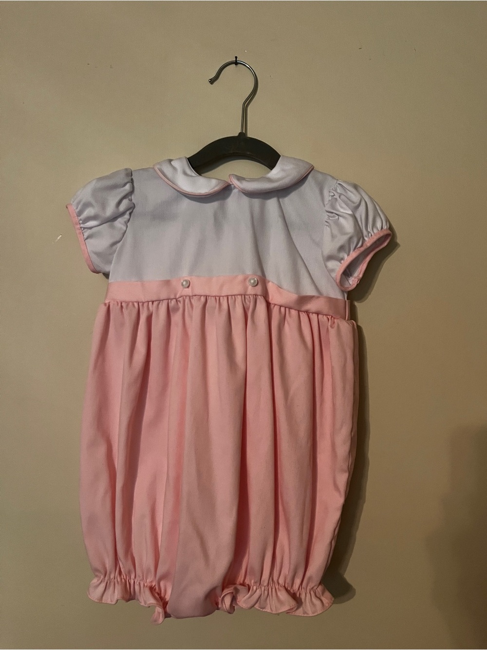 Pink & White Peter Pan Collar Bubble Romper